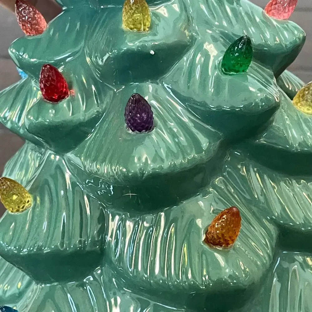 Mr Christmas Nostalgic Ceramic Tree 14” Star Top Multi Colored Lights & Box READ